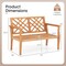Natural Wooden Outdoor Garden Bench with Comfy Armrests and Backrest Suitable for 2-Person